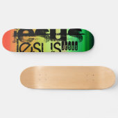 Jesus; Levendig groen, Sinaasappel en geel Skateboard (Horizontaal)