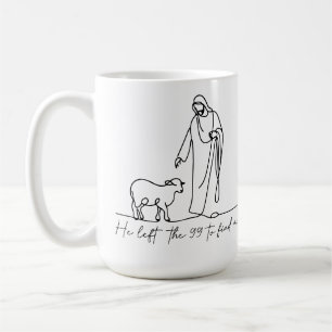 Jesus Liet de 99 Verloren Schapen Lijntekening Koffiemok