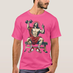 Jesus Lifting Gewichten Grappige Christelijke Work T-shirt