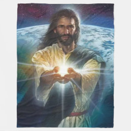 JESUS LIGHT IN HANDEN FLEECE DEKEN