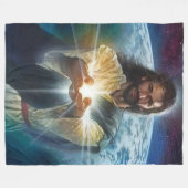 JESUS LIGHT IN HANDEN FLEECE DEKEN (Voorkant (Horizontaal))