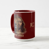 Jesus Lion of Judah Custom Monogram Koffie Mok (Voorkant links)