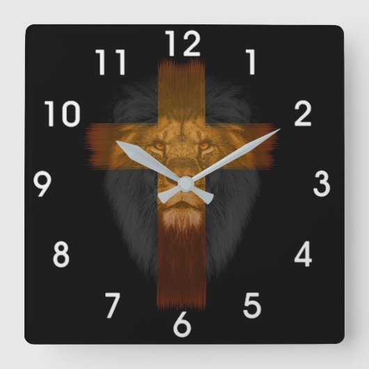 Jesus Lion van Judah Wall Clock Vierkante Klok (Voorkant)
