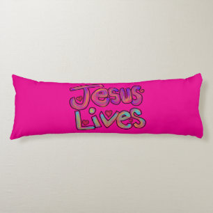 ‘Jesus Lives’ Christelijke quote Custom Name Pink Lichaamskussen