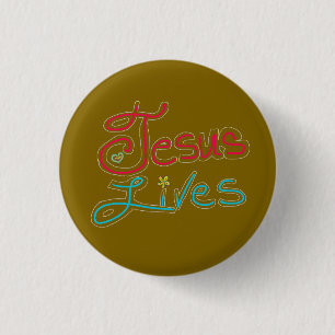 Jesus Lives Inspirerend citaat bruin Ronde Button 3,2 Cm