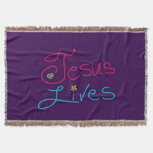 Jesus Lives Purple  Deken (Voorkant)