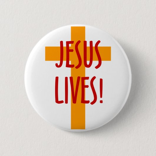 JESUS LIVES RONDE BUTTON 5,7 CM (Voorkant)