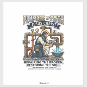 Jesus Loodgieter Grafische T-shirt Christelijke Ku Sticker