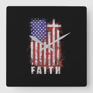 Jesus Love Christelijk patriottisch geloof Jesus Vierkante Klok