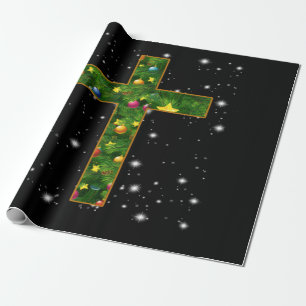 Jesus Love   Cross Jesus Christelijke kerstboom Cadeaupapier
