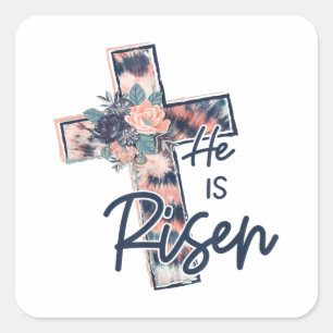 Jesus Love   Hij is een kruisbloemige bloemen Vierkante Sticker