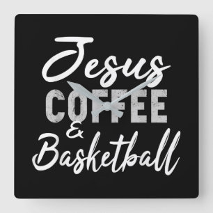 Jesus Love Jesus Coffee en Basketball Vierkante Klok