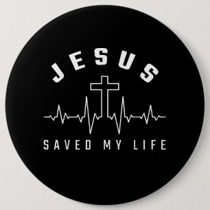 Jesus Love   Jezus redde mijn leven kruis Christel Ronde Button 6,0 Cm