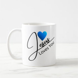 Jesus Love You - Blue Heart Coffee Mok