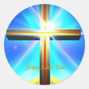 Jesus Love You Cross Classic Round Sticker