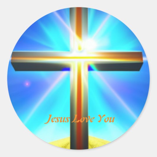 Jesus Love You Cross Classic Round Sticker (Devant)