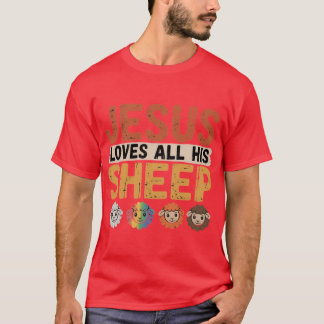 Jesus Loves Alle Zij Schapen Christendom Regenboog T-shirt