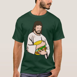 Jesus Loves Burgers Jesus Holding A Burger T-shirt