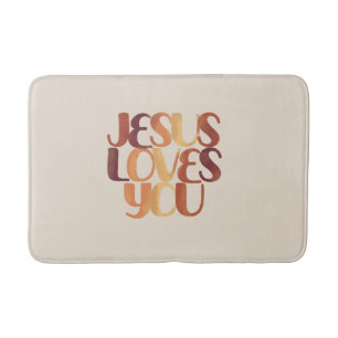 Jesus Loves Christelijk Typografie Ontwerp Badmat