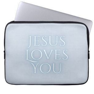 Jesus Loves Christelijk Typografie Ontwerp Laptop Sleeve