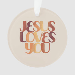 Jesus Loves Christelijk Typografie Ontwerp  Ornament