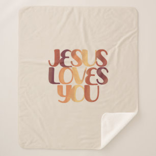 Jesus Loves Christelijk Typografie Ontwerp Sherpa Deken