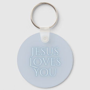 Jesus Loves Christelijk Typografie Ontwerp Sleutelhanger