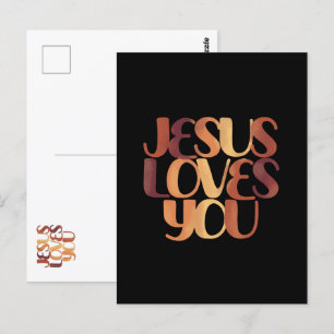 Jesus Loves Christelijke Typografie Ontwerp Briefkaart