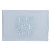 Jesus Loves Christelijke Typografie Ontwerp Kussensloop (Achterkant)