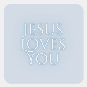 Jesus Loves Christelijke Typografie Ontwerp Vierkante Sticker