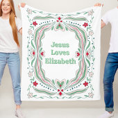 Jesus Loves Custom Name Fleece Blanket Baby Gift