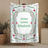 Jesus Loves Custom Name Fleece Blanket Baby Gift
