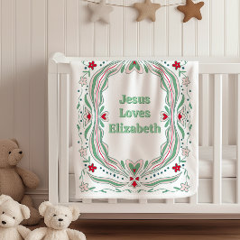 Jesus Loves Custom Name Sherpa Blanket Baby Gift Sherpa Deken