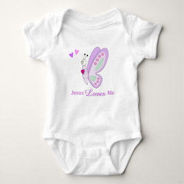 Jesus Loves Me Butterfly Baby Girl Bodysuit