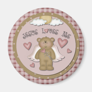 Jesus Loves Me Christelijk Teddy Bear Angel Magnet Magneet