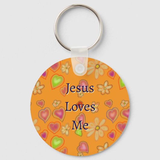‘Jesus Loves Me’ Christelijke bloemige aangepaste  Sleutelhanger (Voorkant)