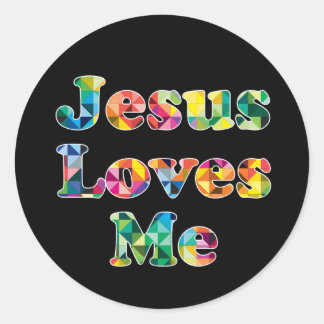 Jesus Loves Me Cross Kleurrijke Pattern Sticker