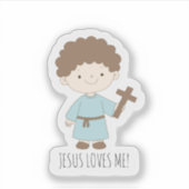 “Jesus Loves Me” cute Christian sticker (Devant)
