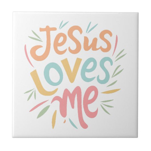 Jesus Loves Me -  design Tegeltje (Voorkant)
