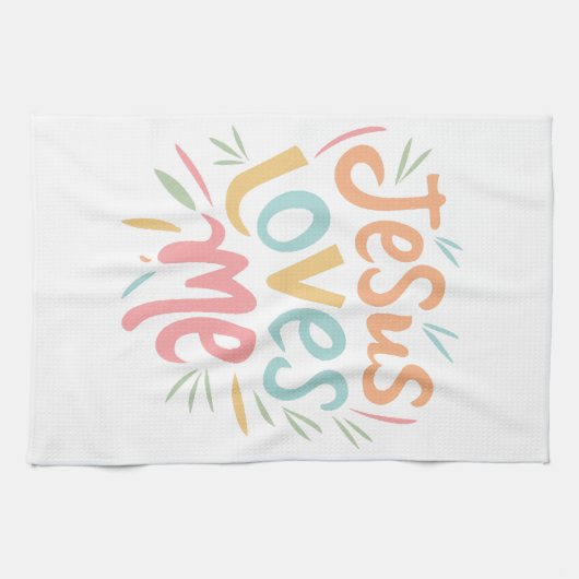 Jesus Loves Me -  design Theedoek (Horizontaal)