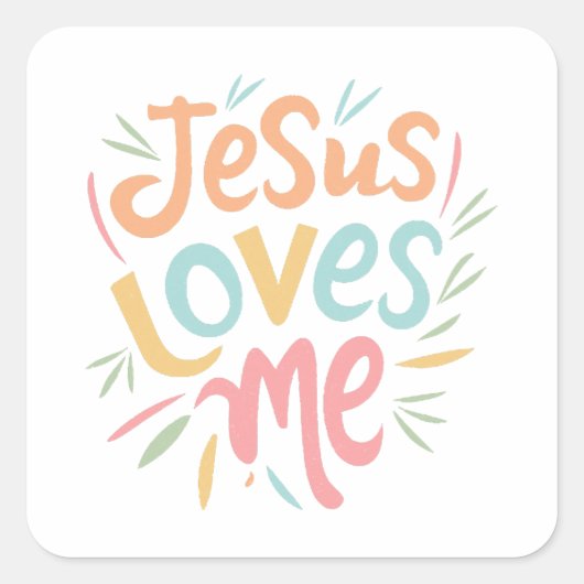 Jesus Loves Me -  design Vierkante Sticker (Voorkant)