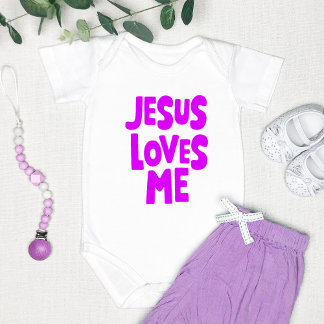 "Jesus Loves Me" Paarse en eenvoudige Romper