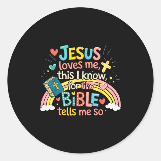 Jesus Loves Me This I Know Boys Kids Toddler Jesus Ronde Sticker (Voorkant)