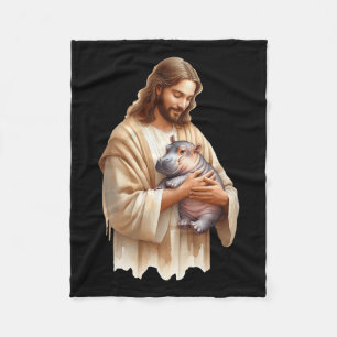 Jesus Loves Moo Deng Bouncy Pig Schattige Ba Fleece Deken