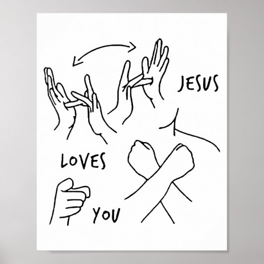 Jesus Loves You Asl Sign Language Christian Poster (Voorkant)