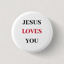 Jesus Loves You Christian Ronde Button 3,2 Cm