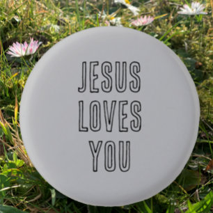 Jesus Loves You Custom Grijs & Zwart Christelijk Ronde Button 3,2 Cm