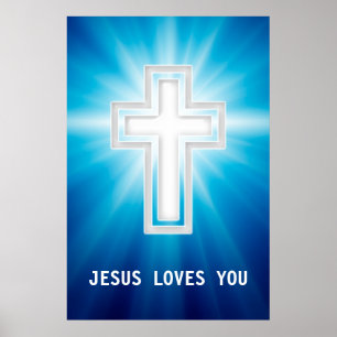 Jesus Loves You   Godsdienstig Kruis Poster