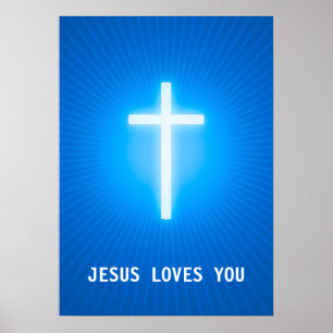 Jesus Loves You   Godsdienstig Kruis Poster