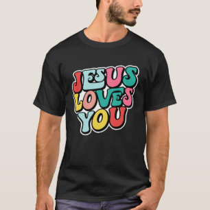 Jesus Loves You Retro Vintage Groovy Style Mannen T-shirt